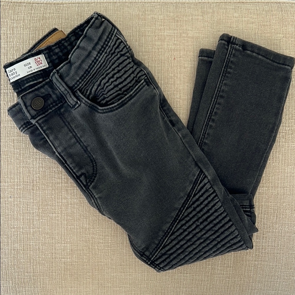 Stylish Zara kids skinny motorcycle jeans in black